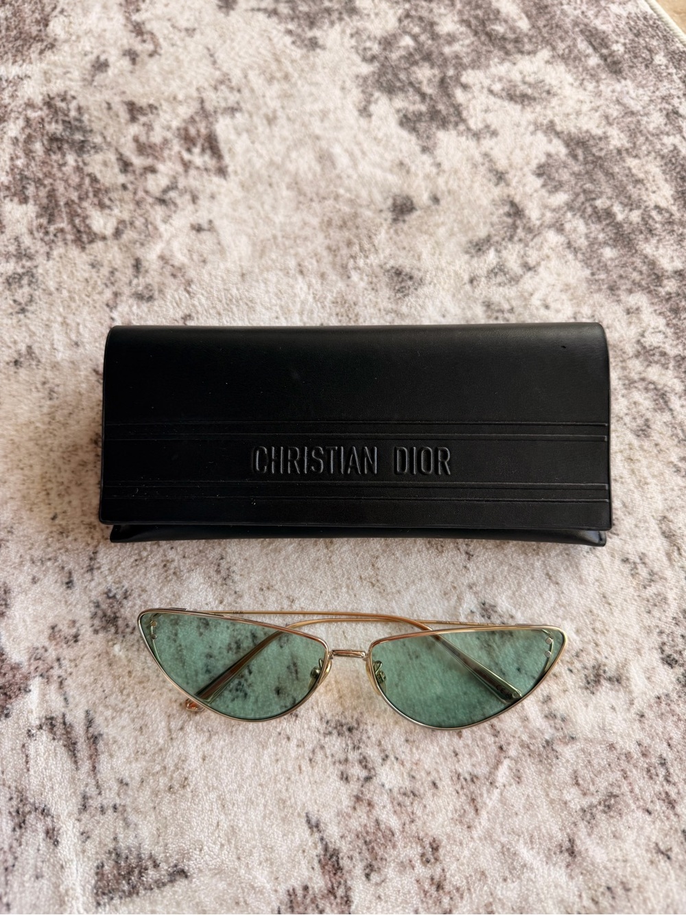 Dior Women’s Gold Frame Sunglasses with Green Lenses